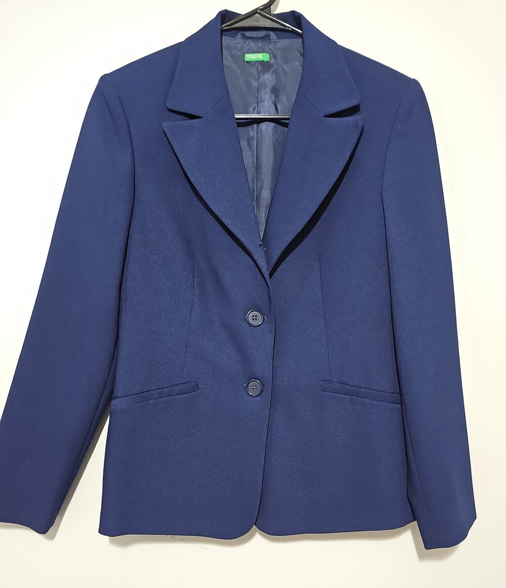 Made in Italy of Benetton Navy Blazer Womens 38 SZ Small 6 Old Money Office
